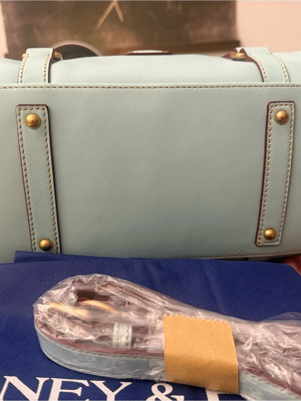 Dooney & Bourke Pale Blue Large Florentine Leather Satchel. NWT! GORGEOUS!